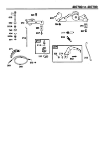 Governor Diagram and Parts List for 407700-407799 0122-0124-0128 Briggs and Stratton Engine